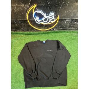 Vintage Y2K Champion Black Crewneck Pullover Fleece Sweatshirt Men's Extra Large
